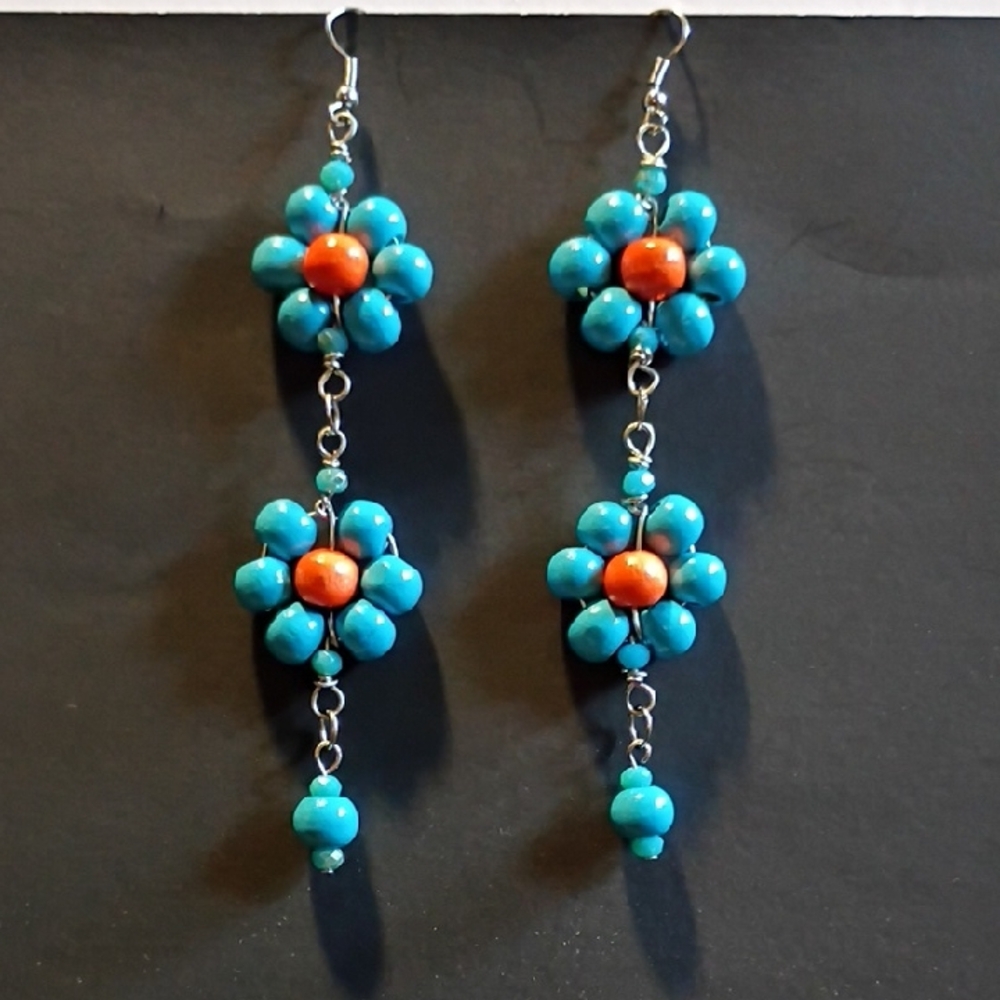 Vibrant Floral Drop Earrings